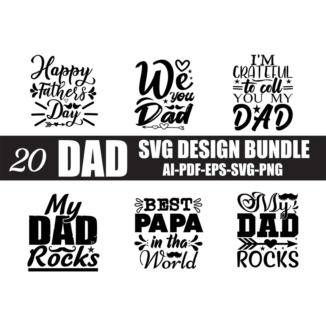 Dad SVG Designs Bundle main cover.