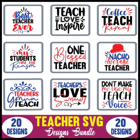 Teacher SVG Designs Bundle main cover.