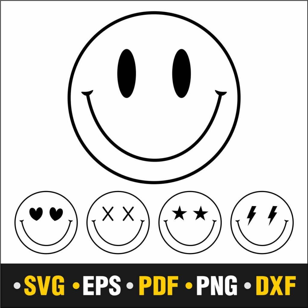 Smiley Face SVG, PDF, PNG, DXF, EPS - Only $2 - MasterBundles