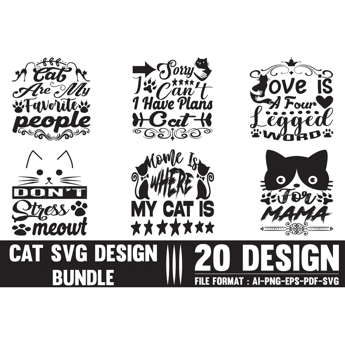 Cat SVG Design Bundle main cover.