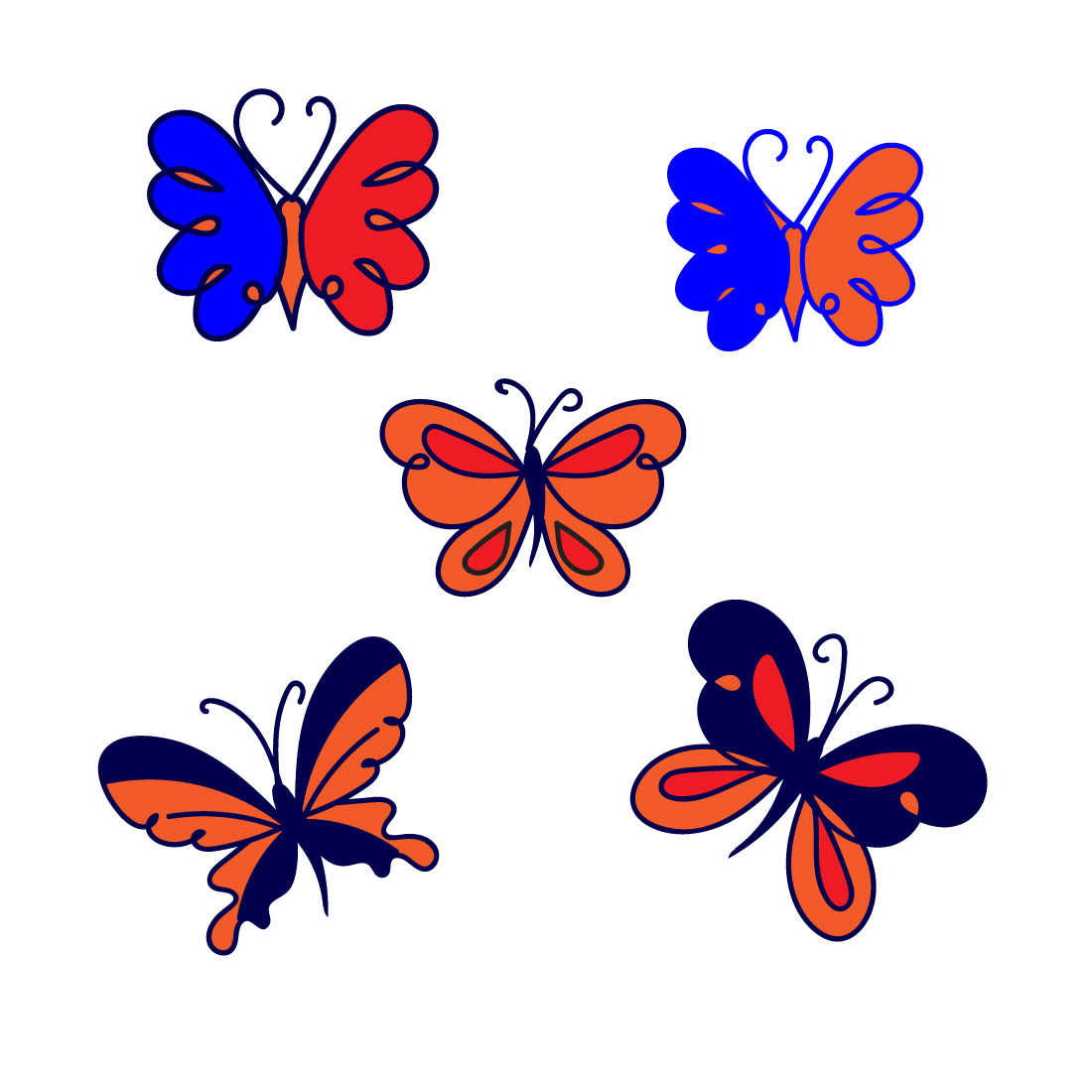 Butterfly Line Art Illustrations.