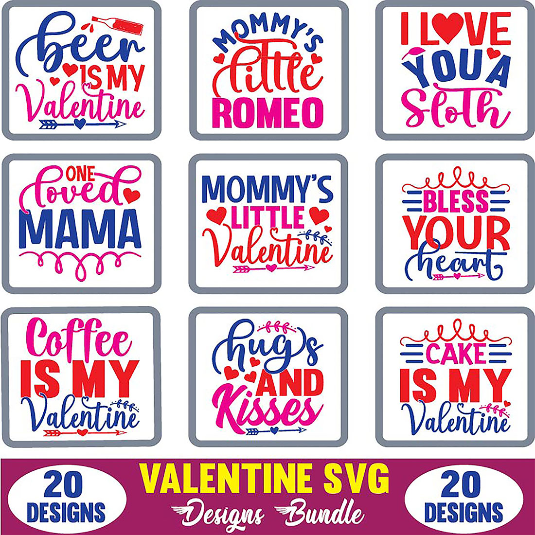 Valentine SVG Designs Bundle main cover