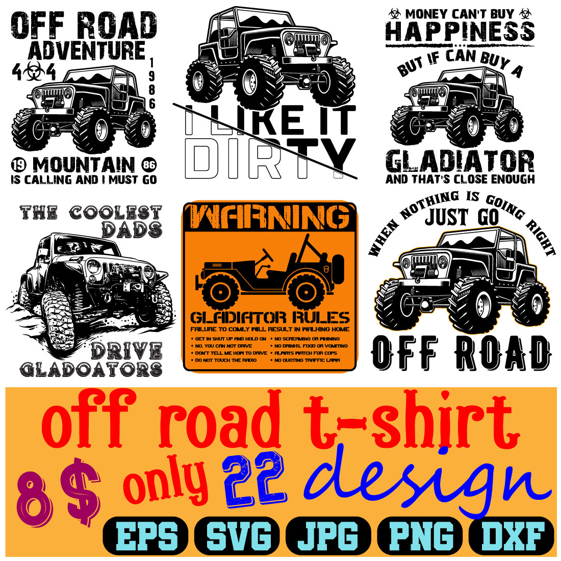 Off Road T-Shirt Designs Bundle main cover.