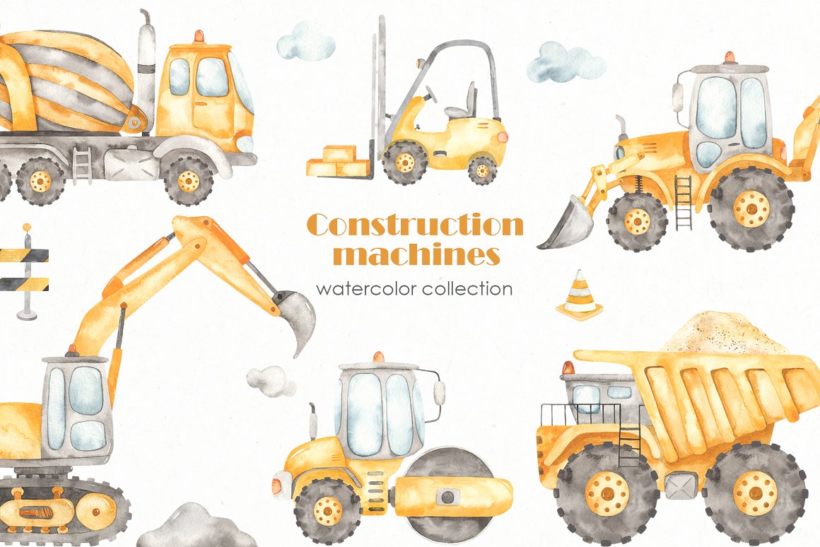 1 construction machines watercolor cover 937