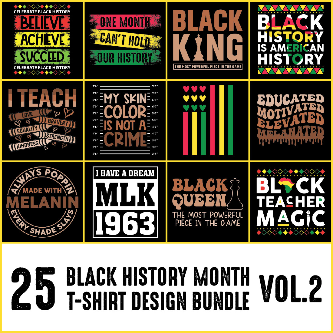 Black History Month T-Shirts Design Bundle cover image.