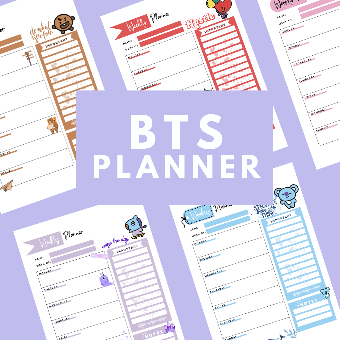 BTS Weekly Planner BT21 Edition main cover