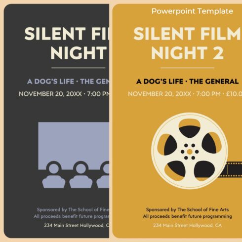 Silent Film Night Poster Template main cover.
