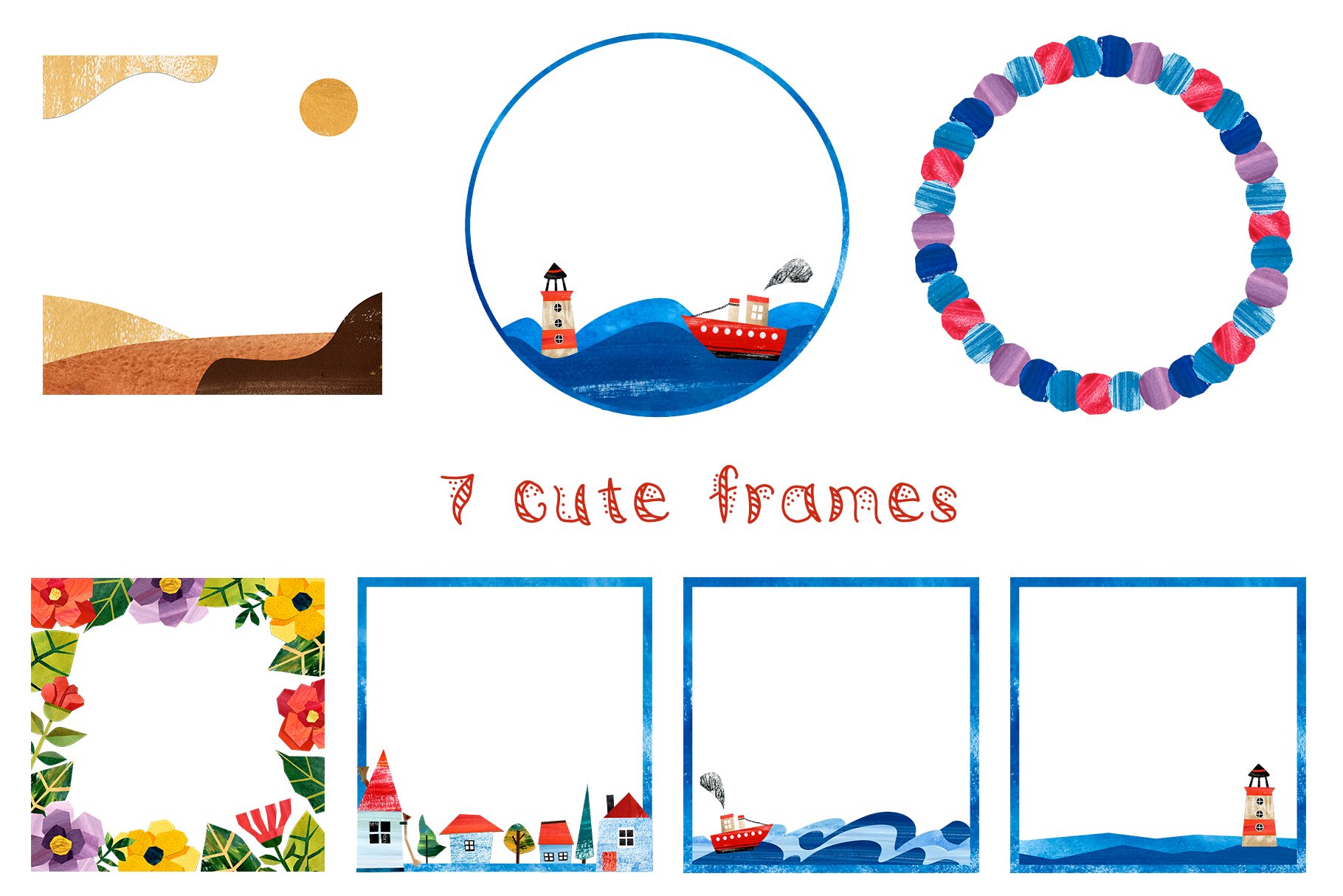 There are 7 cute themed frames.