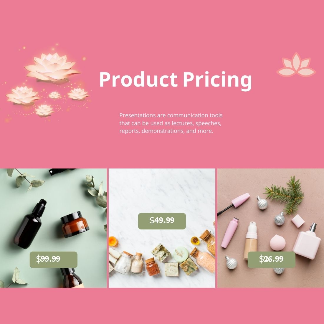 Beauty Products Presentation Template preview image.