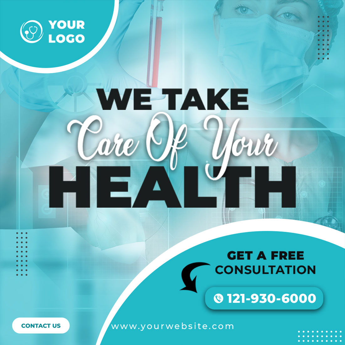 Consultant Medical Social Media PSD Template preview image.