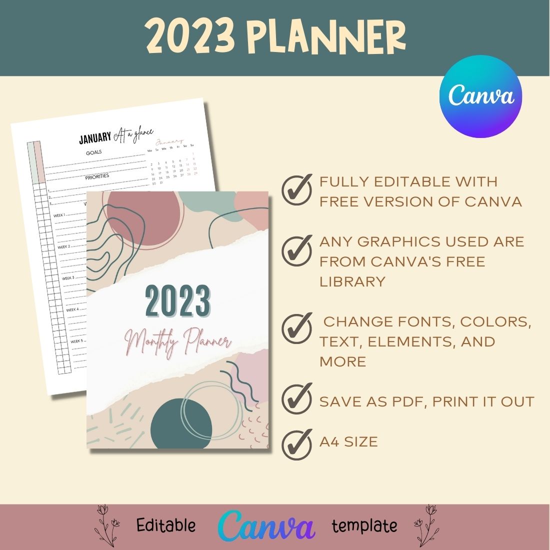 Minimal Planner Canva Templates preview image.