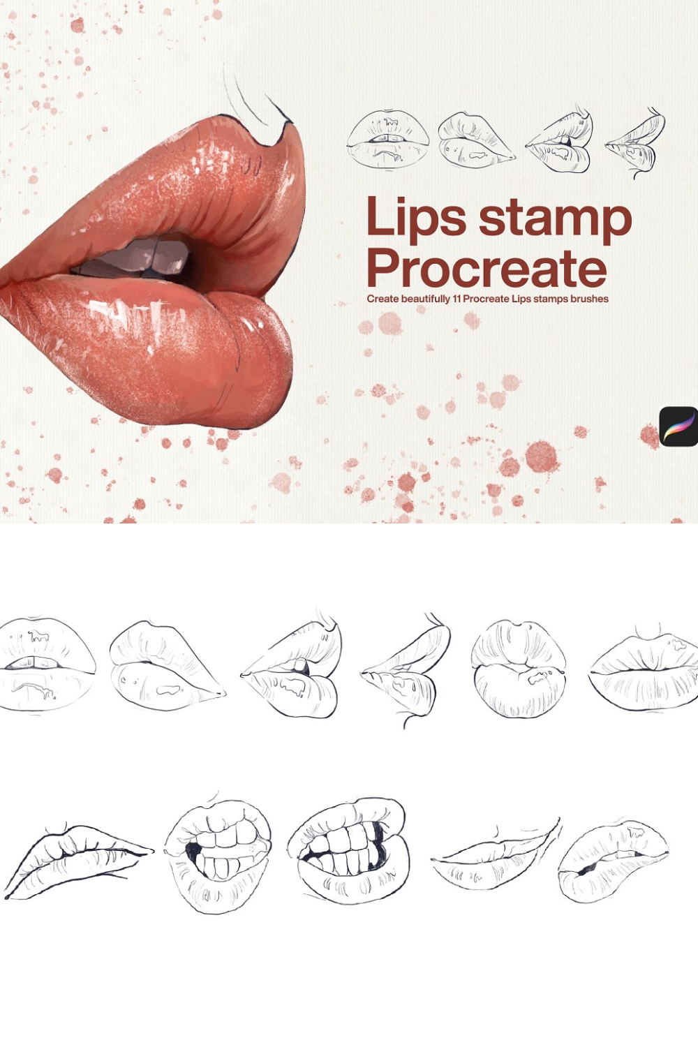 10 Lips Stamps Procreate - Pinterest.