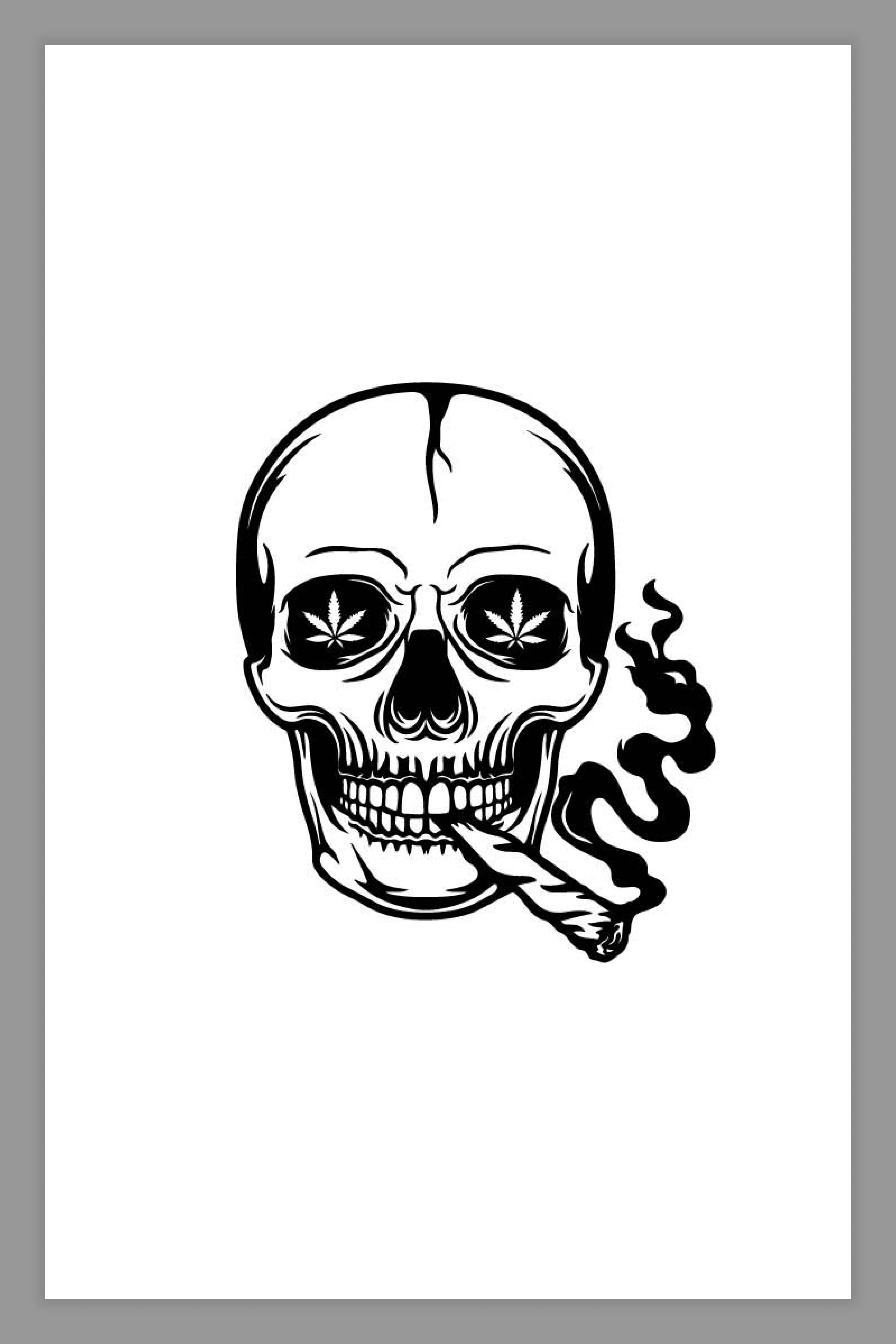 Image of a skull with a big cigarette in its mouth.