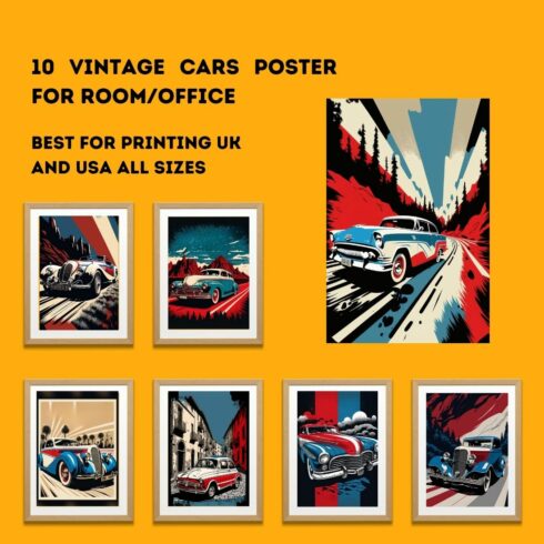 10 vintage cars poster for roomoffice 1100 × 1100 px 602