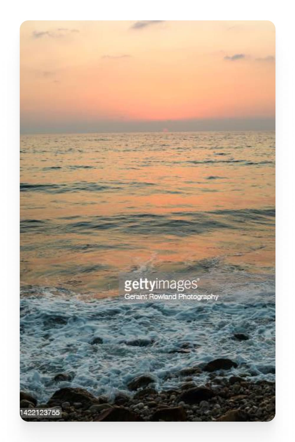 Photograph of the sea at sunset.