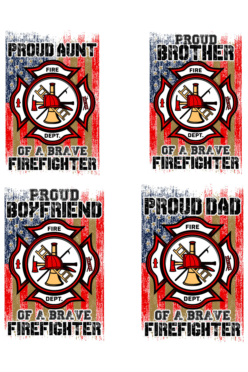 T-shirt Firefighter Design Bundle pinterest image.