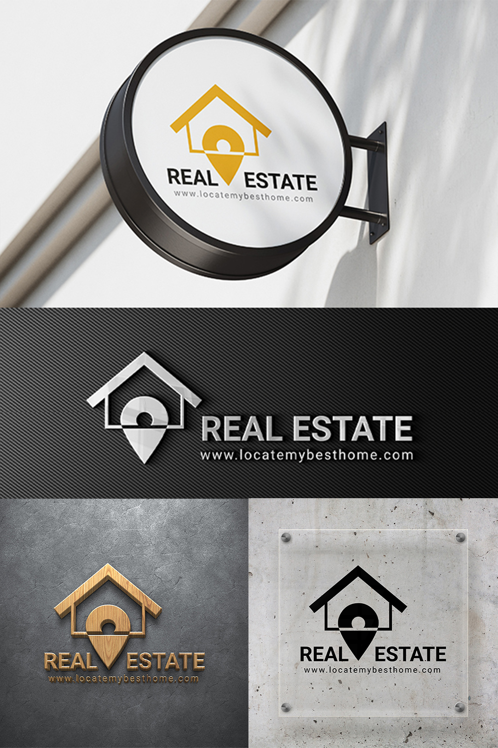 Pinterest collage image with Modern Real Estate Logo Design.