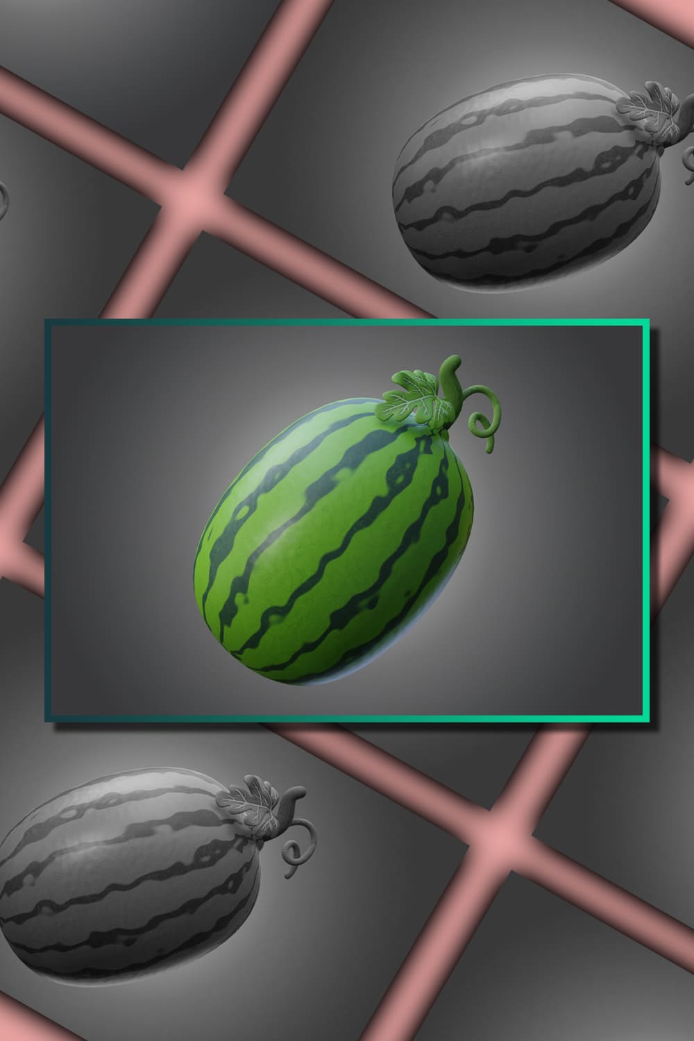 3D Stylized Watermelon pinterest image preview.