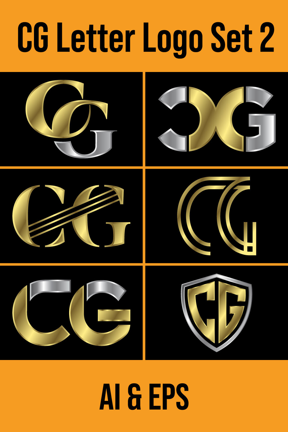 C-G Initial Letter Logo Design pinterest image.