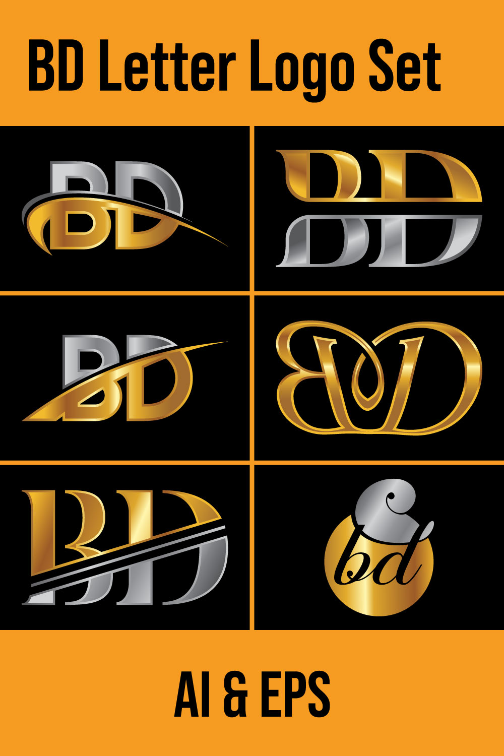 B-D Initial Letter Logo Design piinterst image.