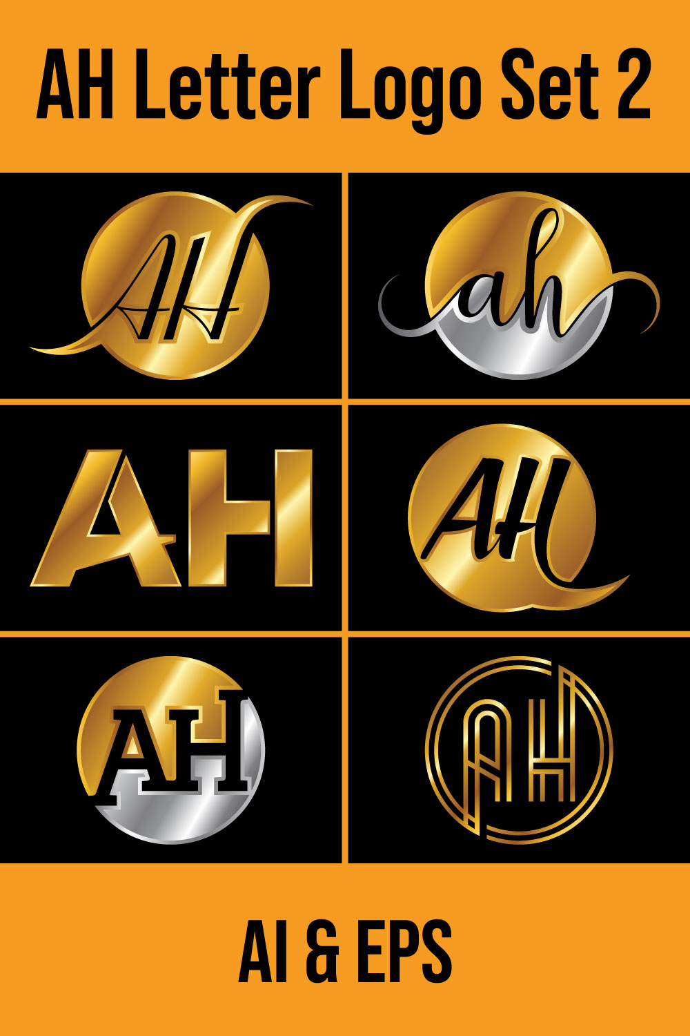 A-H Initial Letter Logo Design pinterest image.