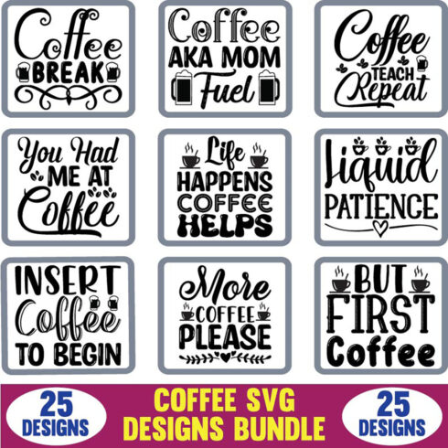 Coffee SVG Designs Bundle - main cover image.