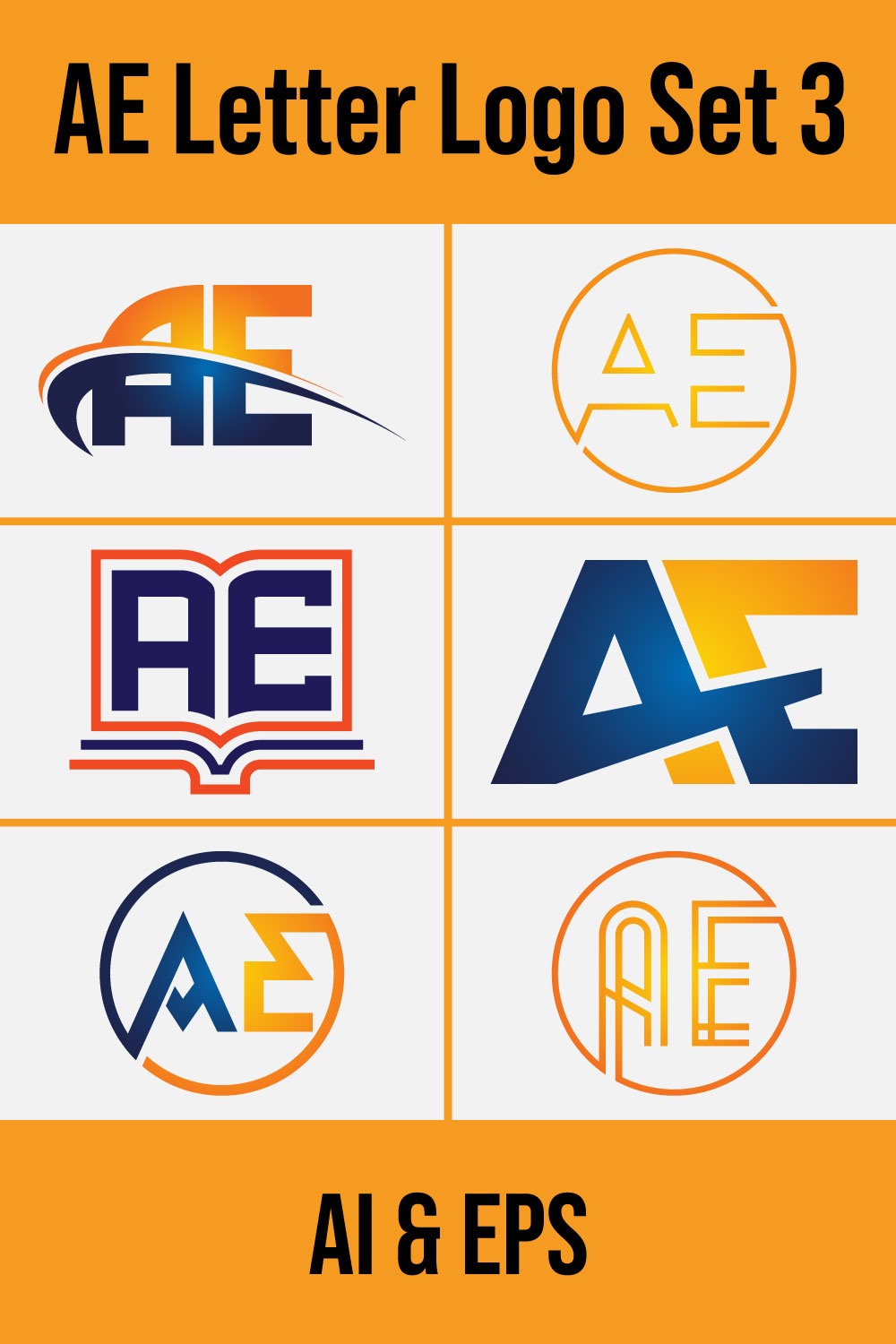 A-E Initial Letter Logo Design pinterest image.