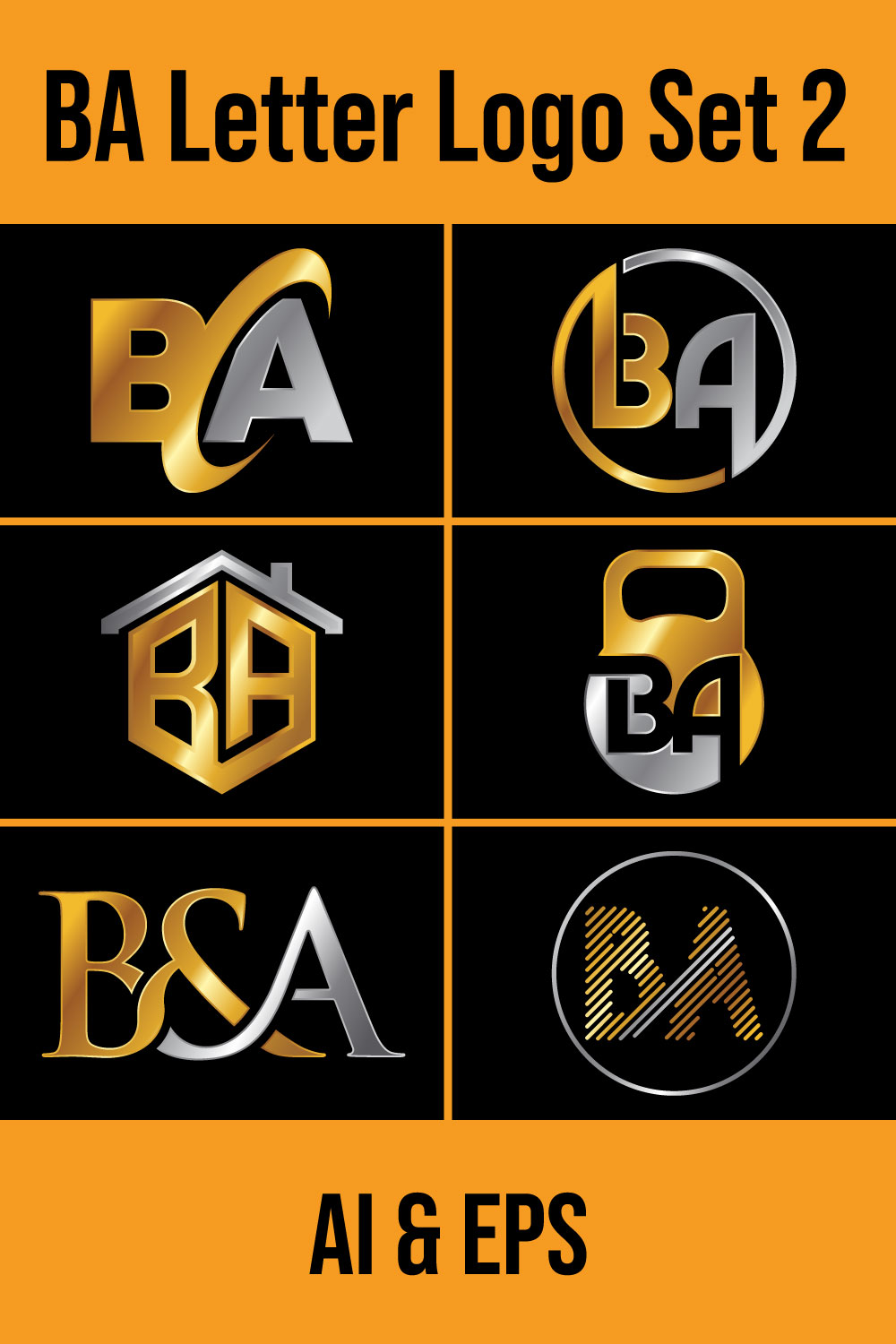 B-A Initial Letter Logo Design pinterest image.