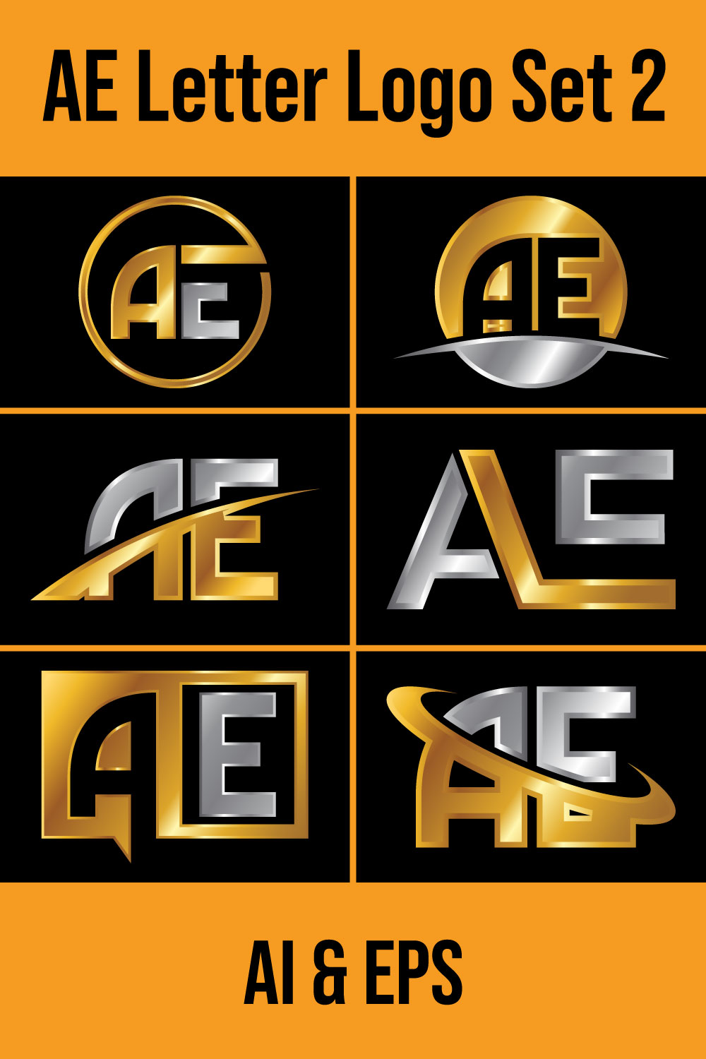 A E Initial Letter Logo Design pinterest image.