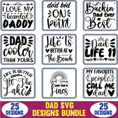 Dad SVG Designs Bundle main cover image.