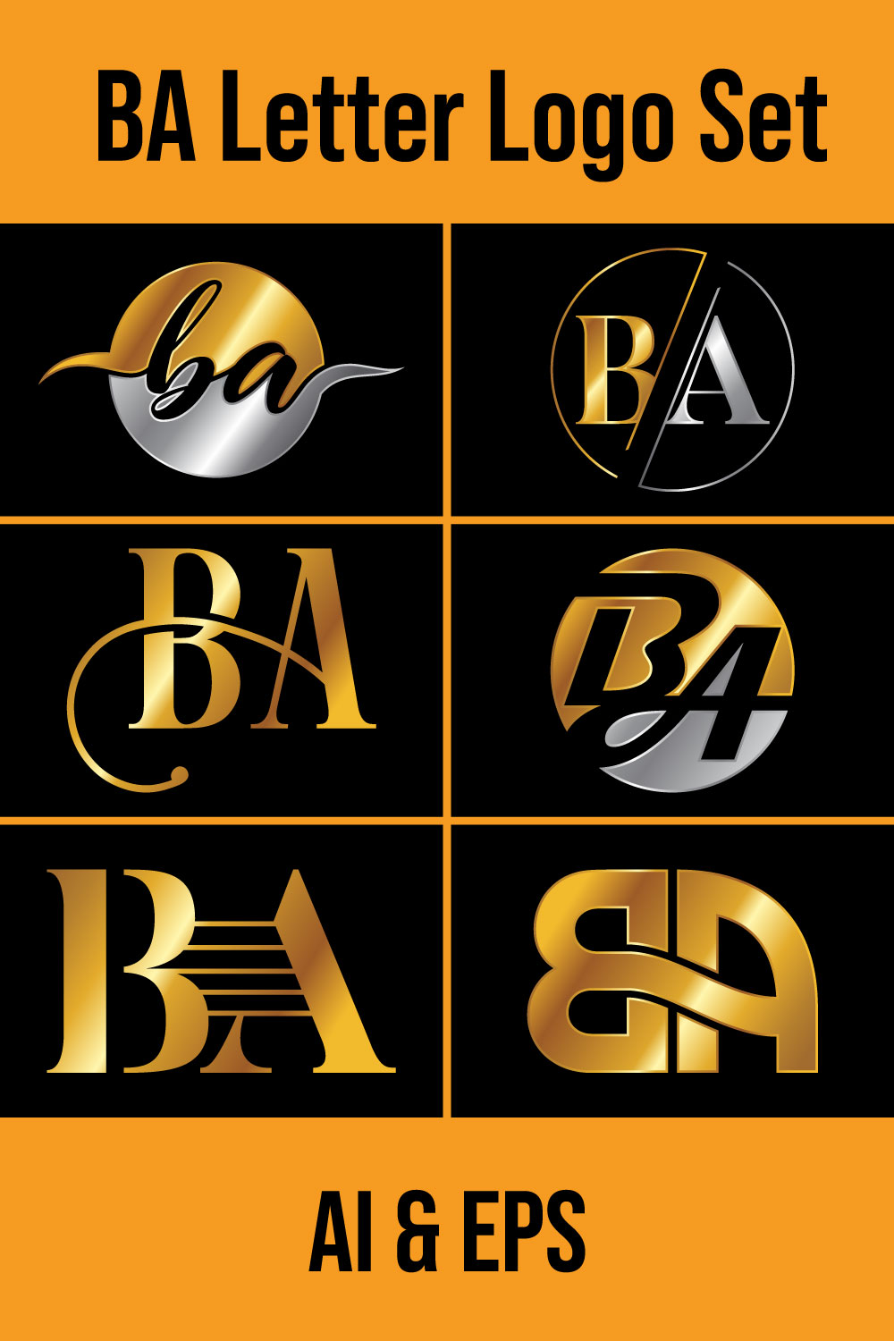 Letter BA Logo Design pinterest image.
