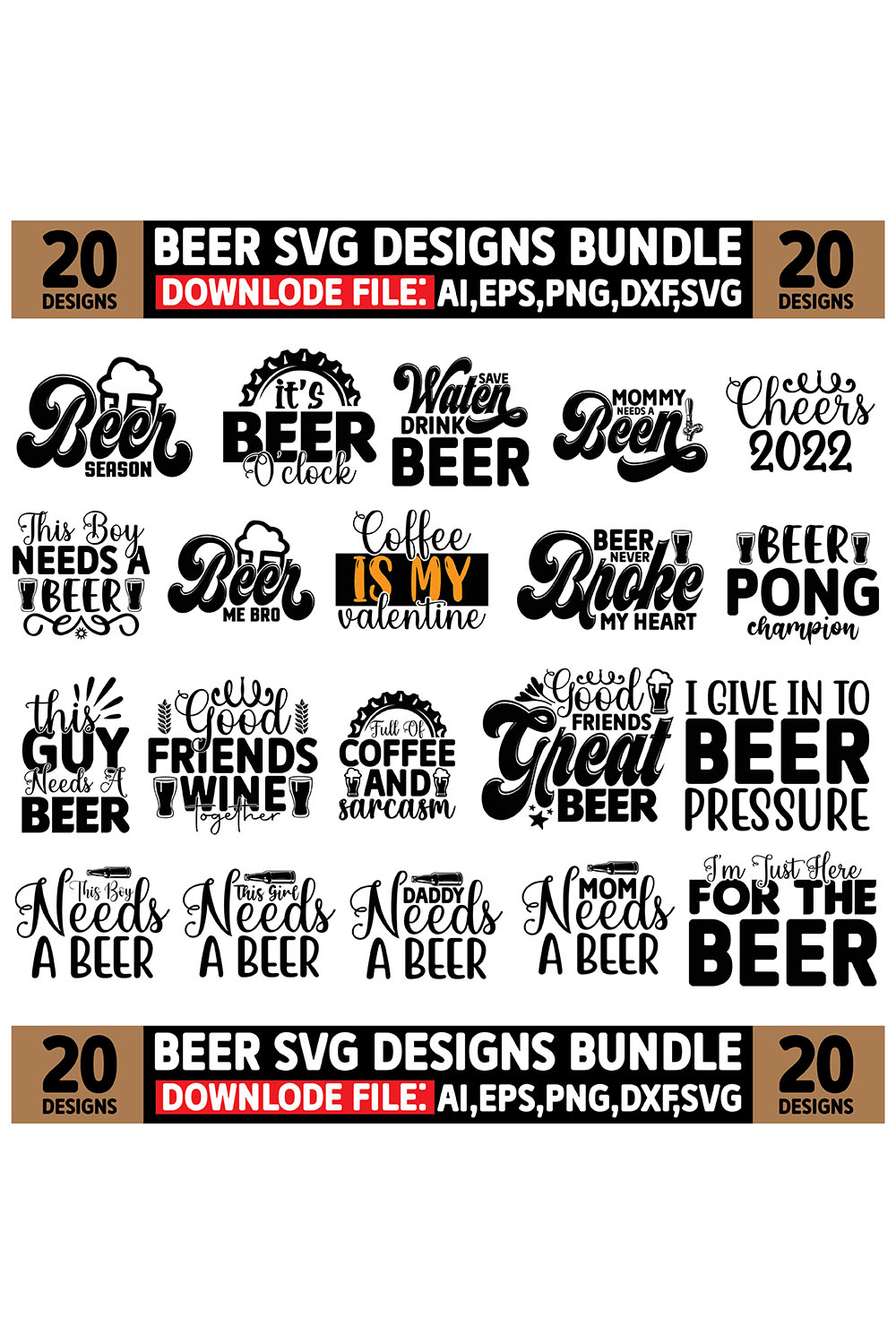Beer SVG Designs Bundle pinterest image.