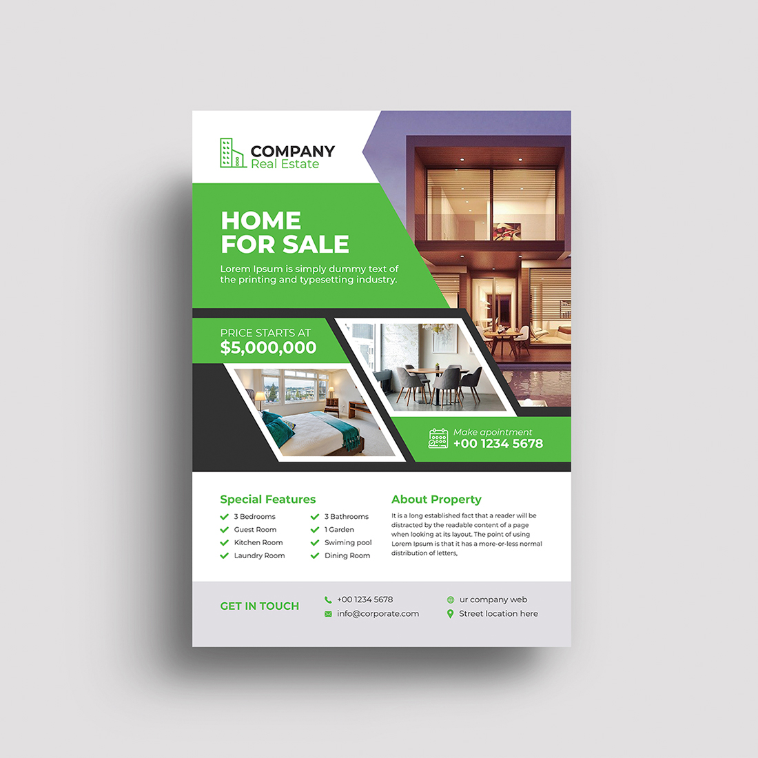 Modern Real Estate Flyer Template image preview.