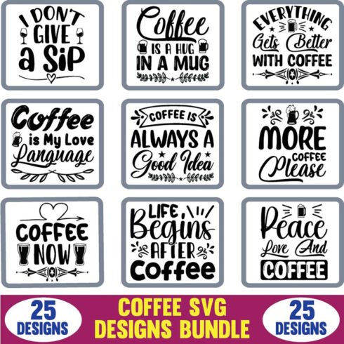 Coffee SVG Designs Bundle.