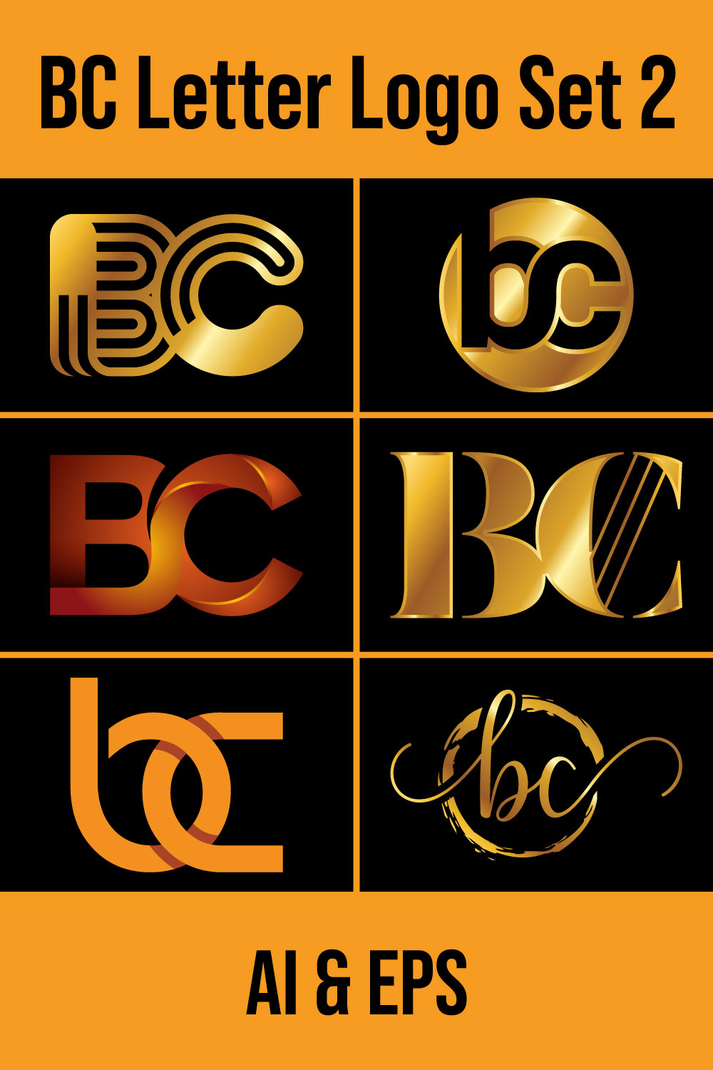 B-C Initial Letter Logo Design pinterest image.