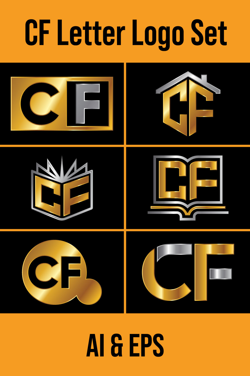 C-F Initial Letter Logo Design pinterest image.