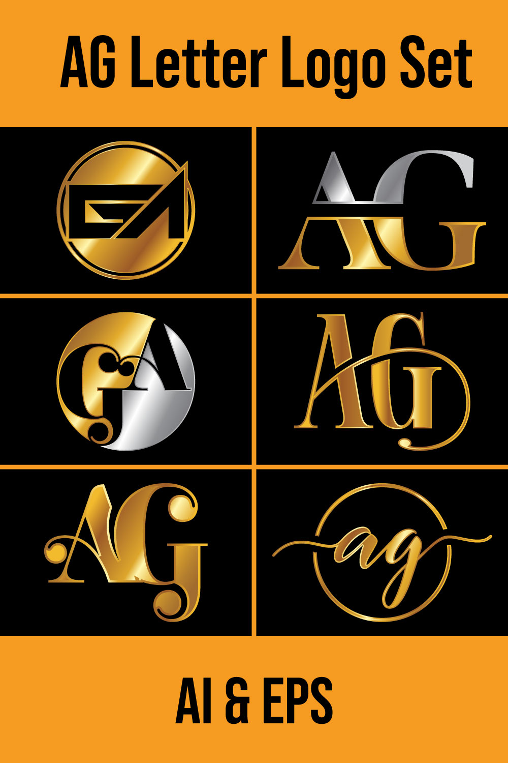 A-G Initial Letter Logo Design Pinterest image.