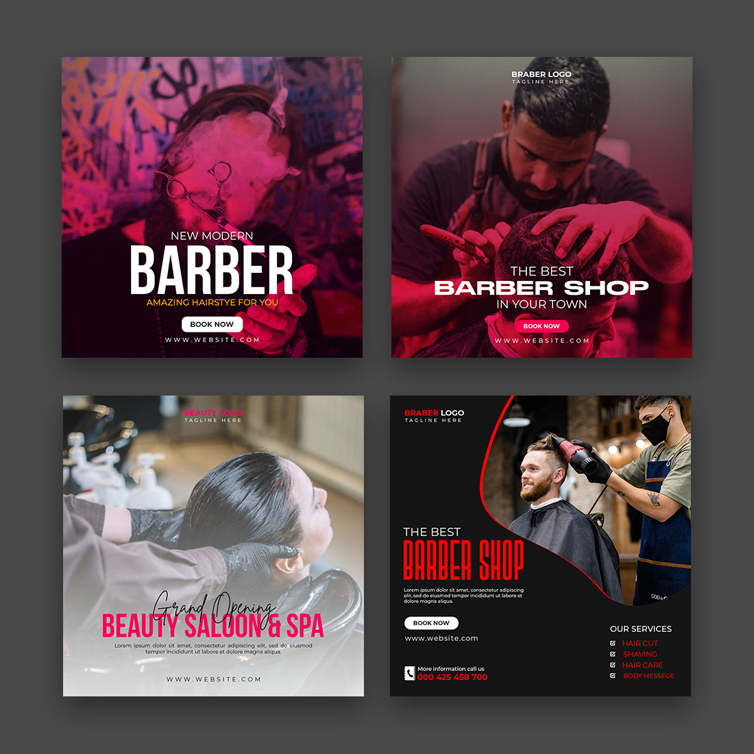 Barber Instagram Post & Facebook Post Bundle main cover.