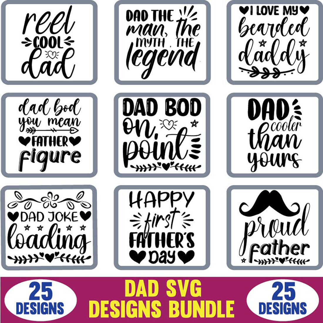 Dad SVG Designs Bundle main cover.