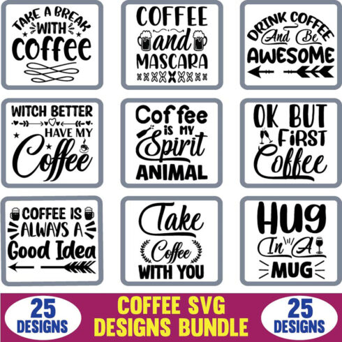 Coffee SVG Designs Bundle main cover.