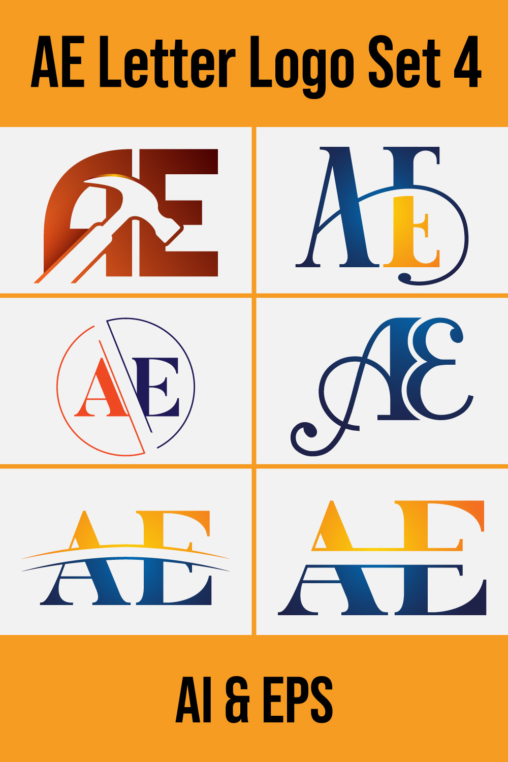 A-E Initial Letter Logo Design pinterest image.