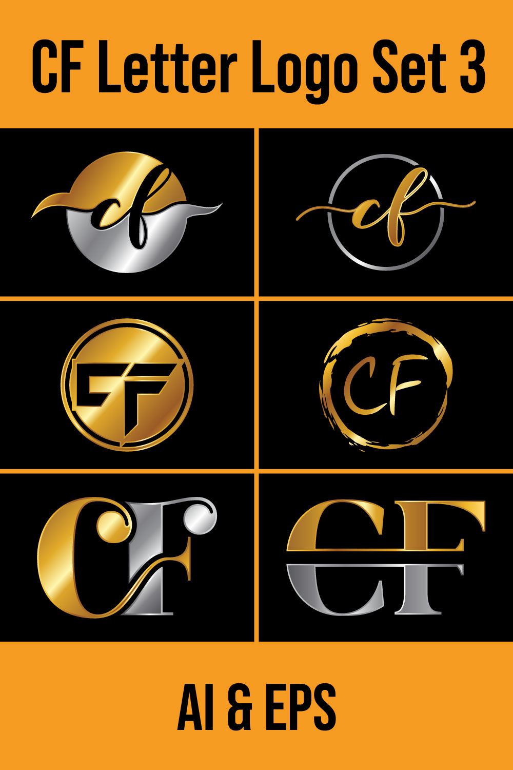 C-F Initial Letter Logo Design pinterest image.