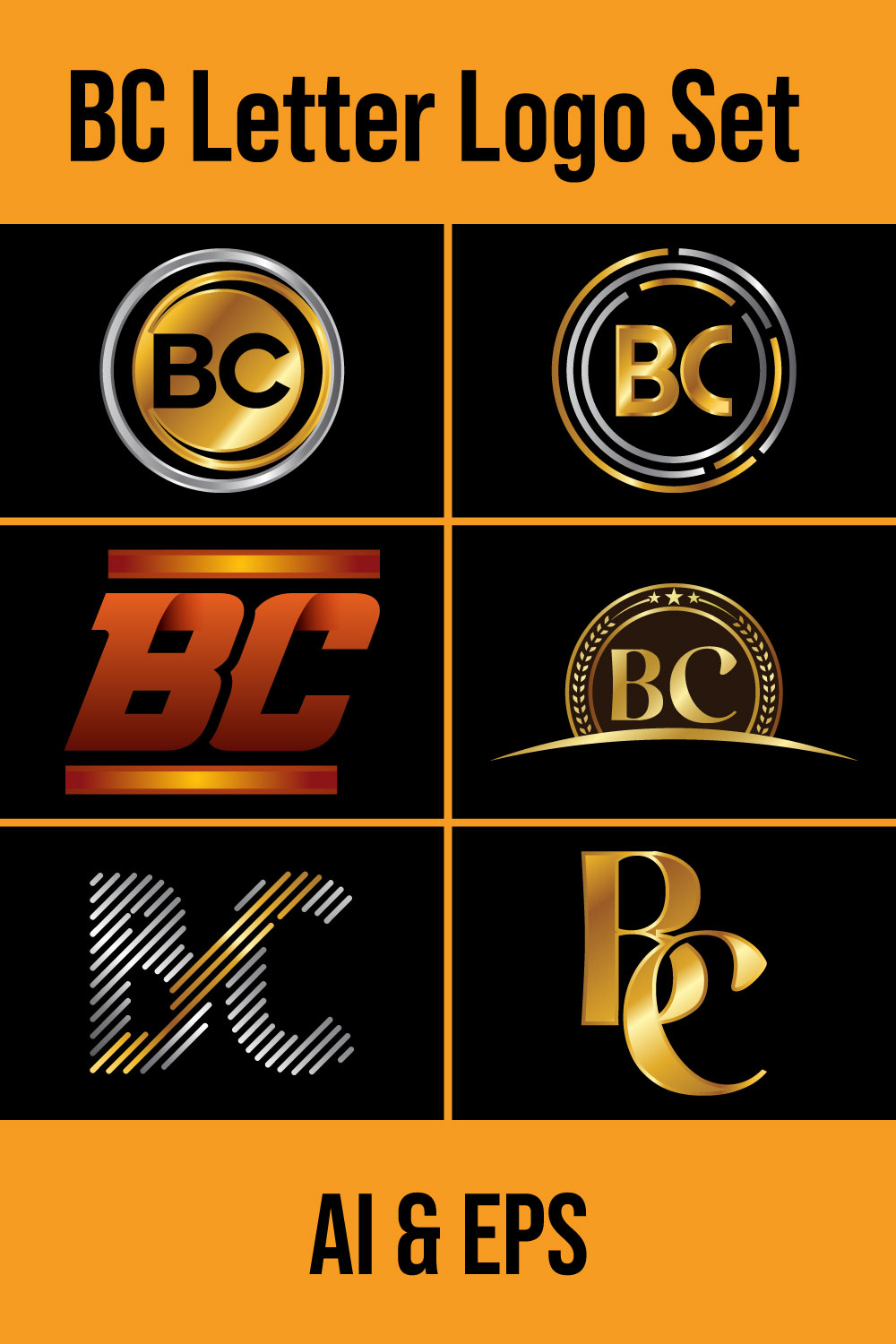 Letter BC Logo Design pinterest image.
