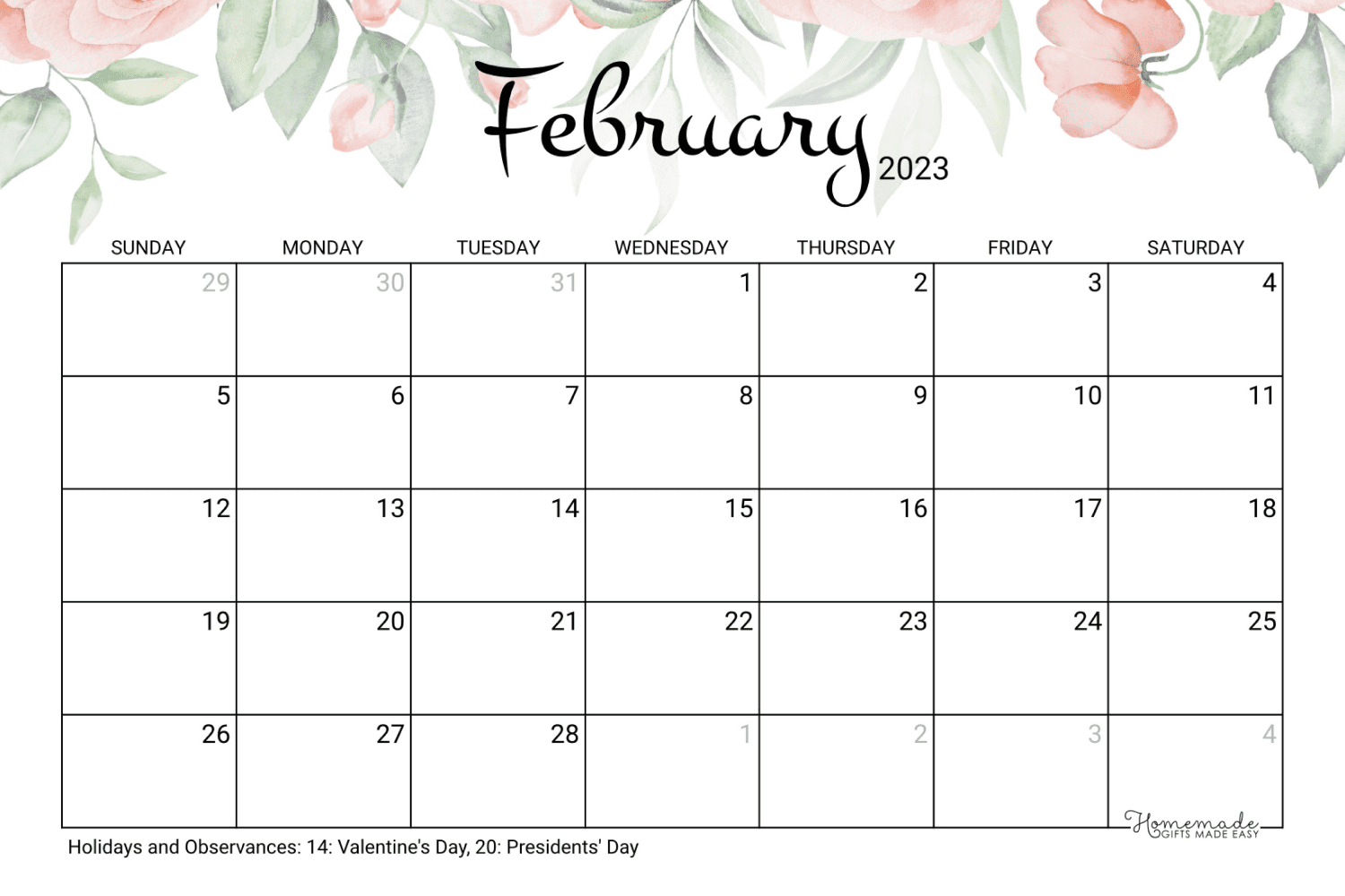 Best 40+ Free February Calendar Templates 2023 – MasterBundles