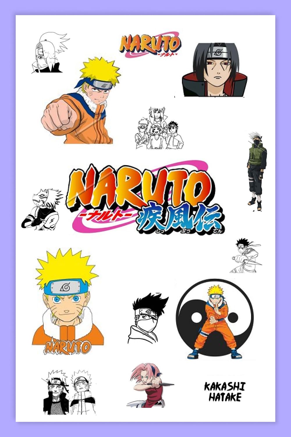 A collage of images of Naruto heroes.