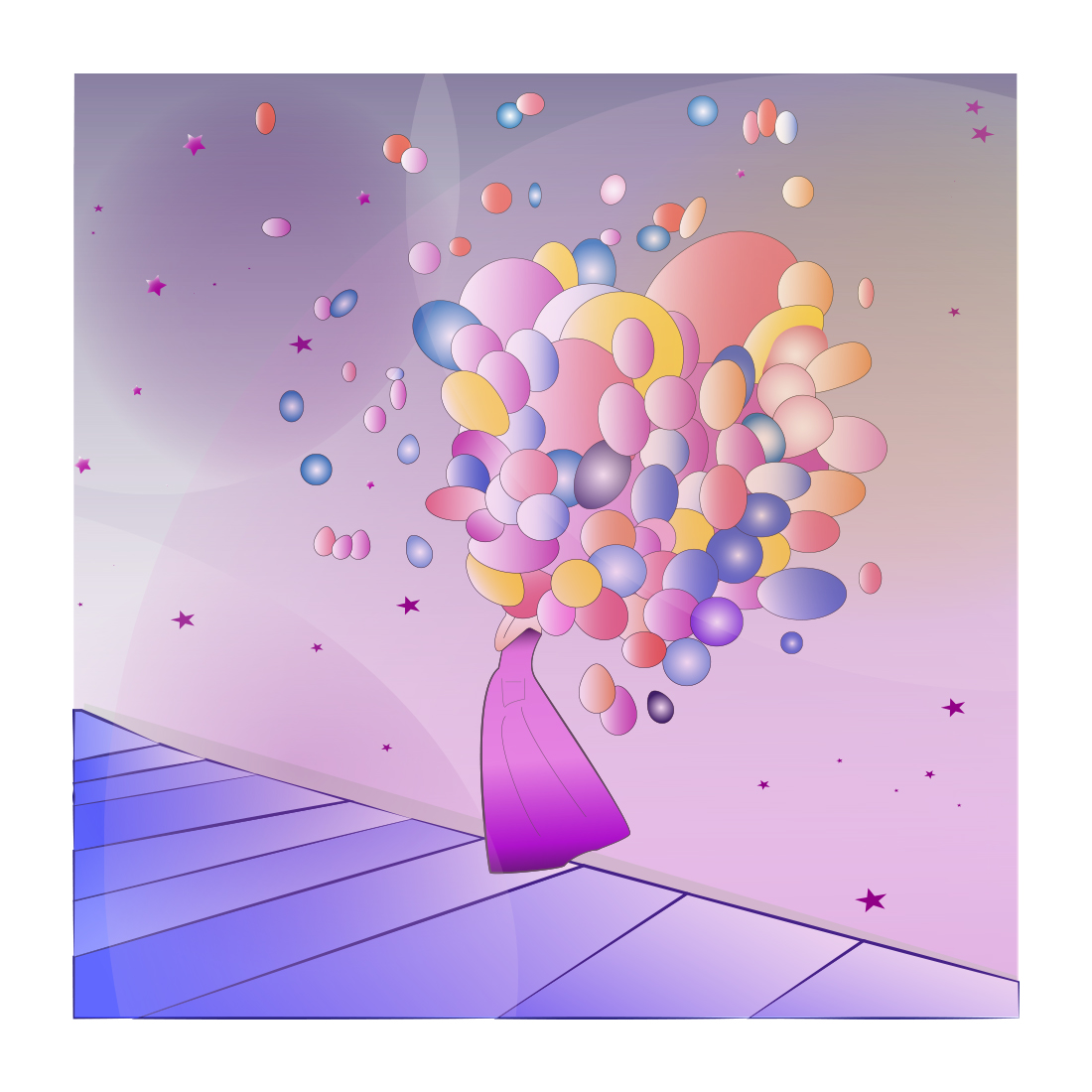 Cute picture of a girl with balloons