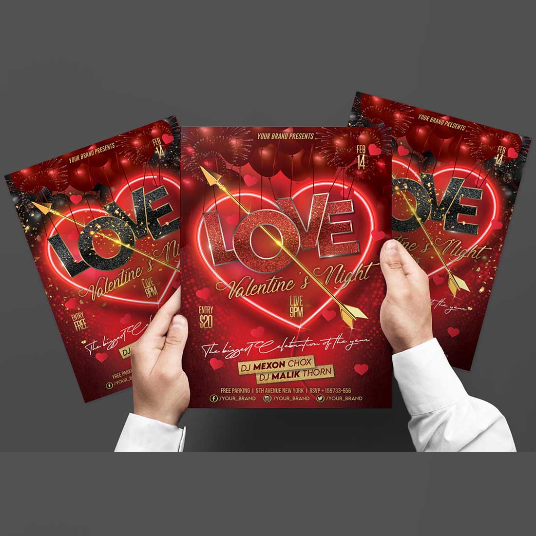 Valentines Day Invitation Card Design Template preview image.