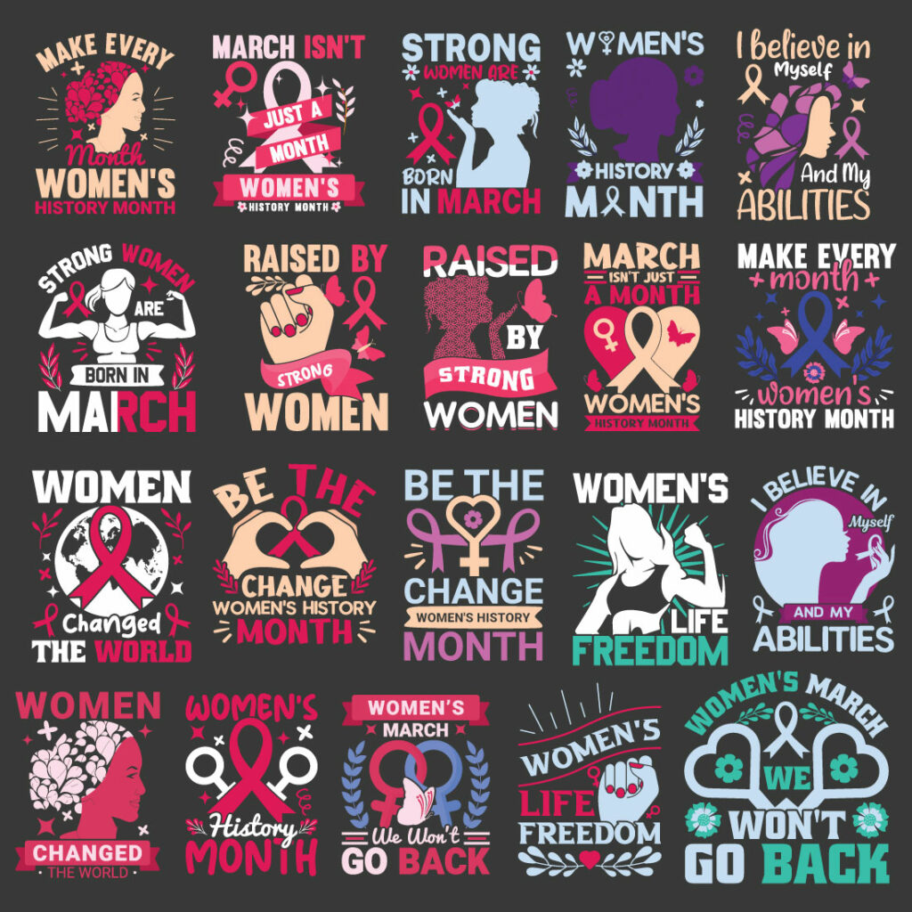 Set Of 20 Womens Month History Design Masterbundles