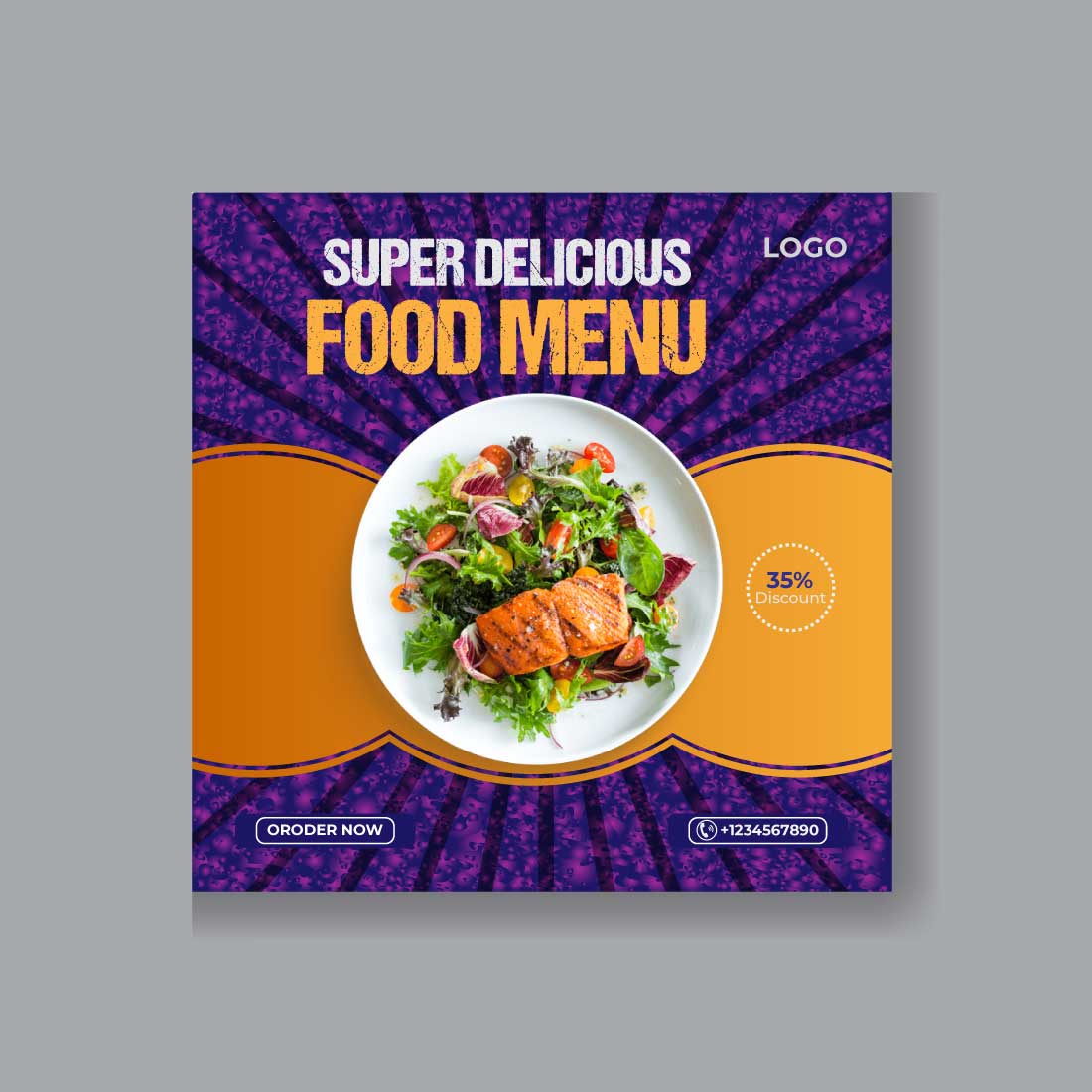 Delicious Food Menu Social Media Post Template or Instagram Promotion.