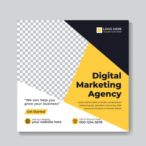 Corporate Modern Digital Marketing Social Media Instagram Post Design Template.